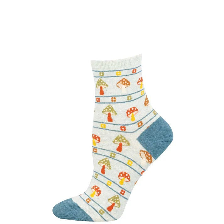 Fungi Fashionista Women's Mini Crew Socks Blue Heather