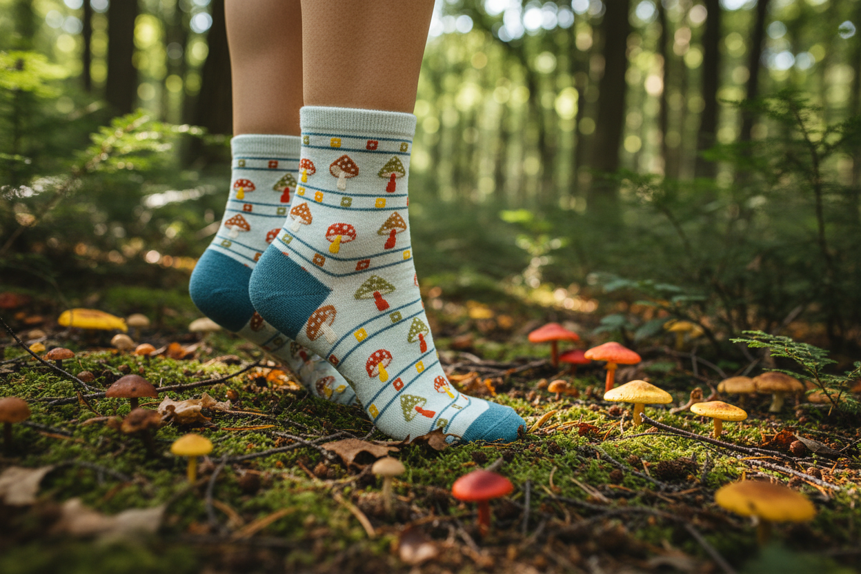Fungi Fashionista Women's Mini Crew Socks Blue Heather