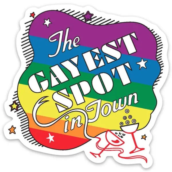 Gayest Spot Rainbow Retro Die Cut Sticker