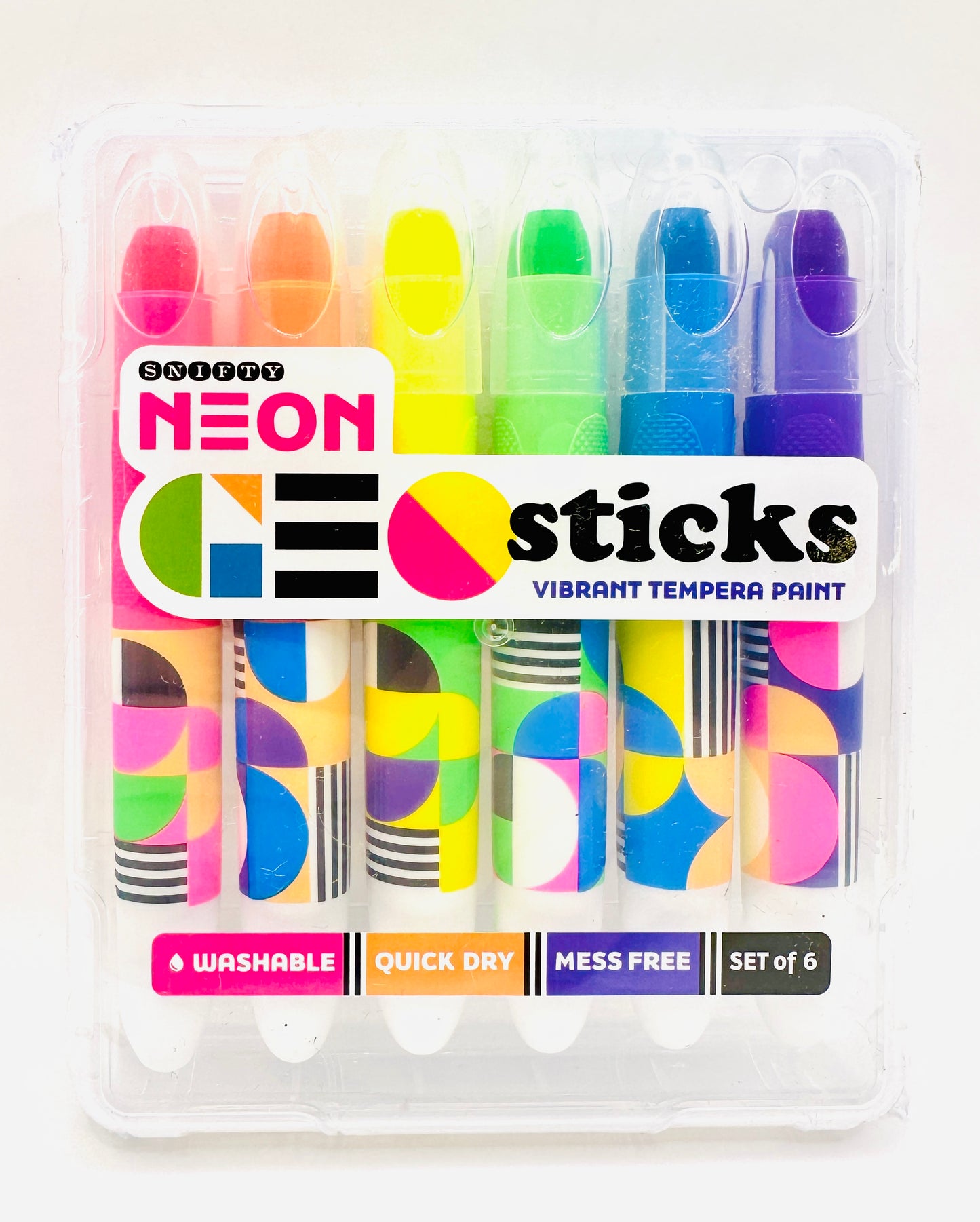 Geo Sticks Set Of 6 Neon Paint Sticks