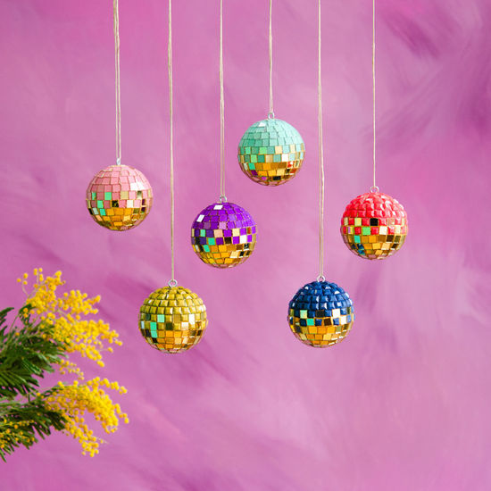 Disco Ball Solid Color Glass Assorted Ornament