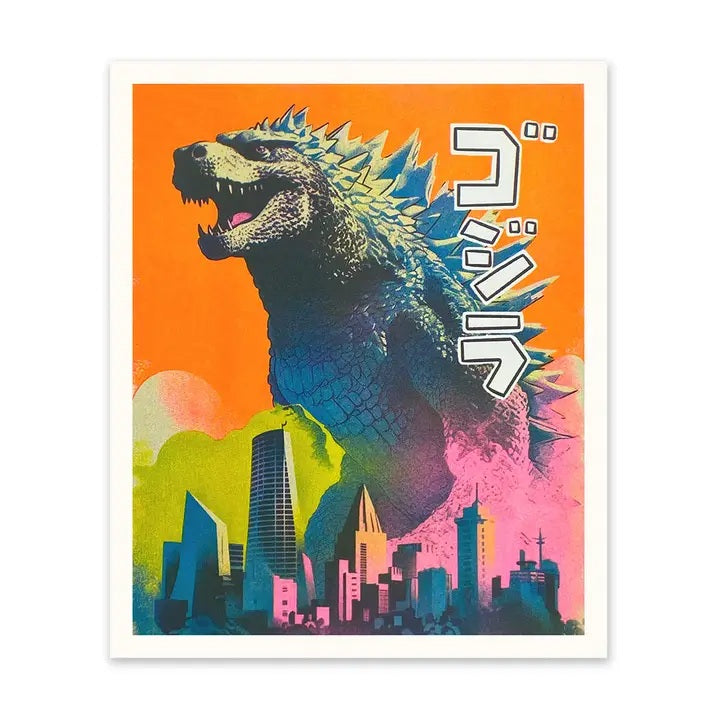 Godzilla Risograph Print 10x12