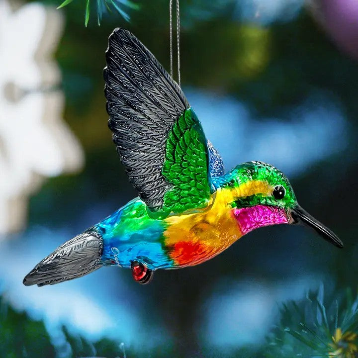 Graceful Hummingbird Glass Ornament