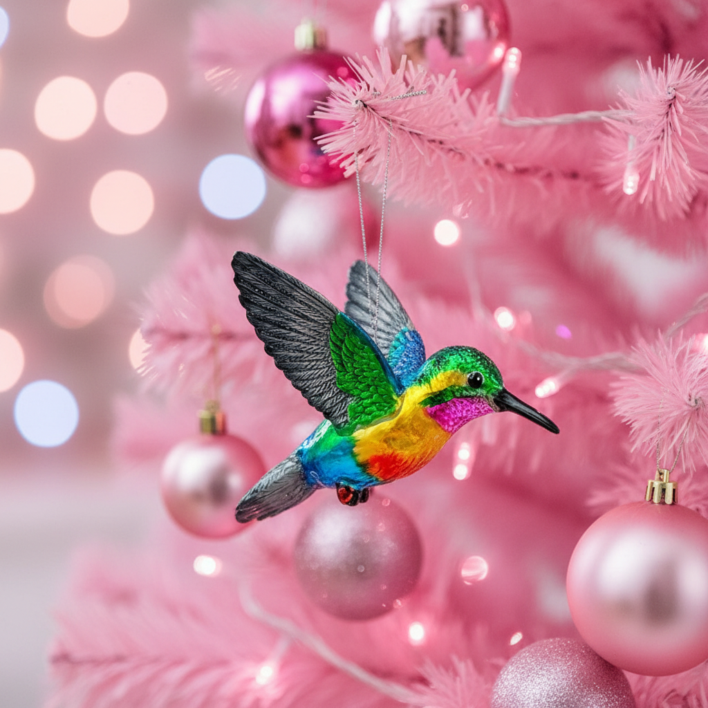 Graceful Hummingbird Glass Ornament