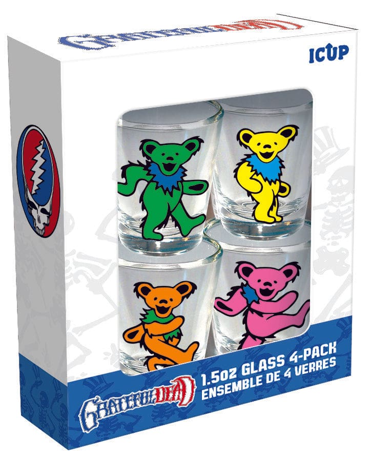 Grateful Dead Bears Mini Glass 4 Pack Set 1.5 oz