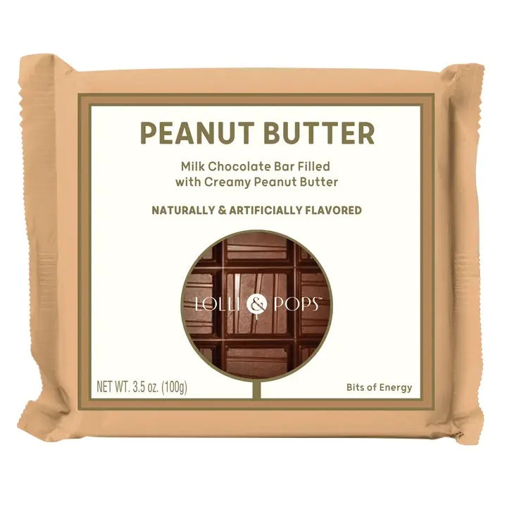 Lolli & Pops Peanut Butter Milk Chocolate Bar 3.5 oz
