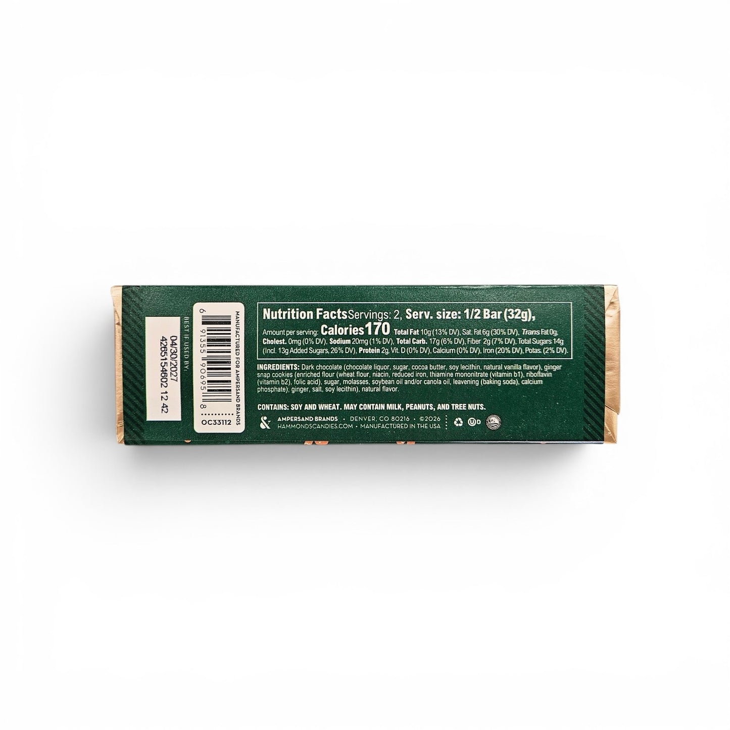 Hammond's Dark Chocolate Gingerbread Bar