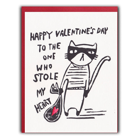 Card Heart Thief Valentine's Cat