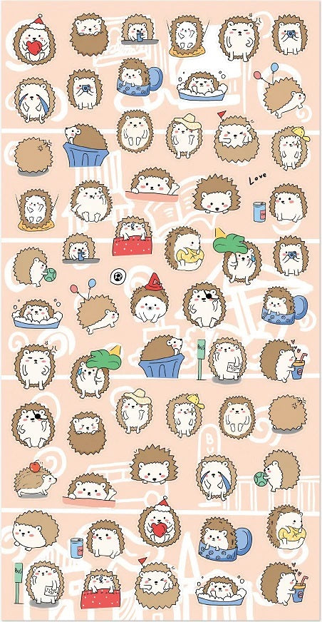 Hedgehog Stickers Nekoni