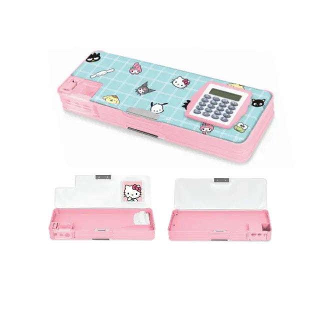 Hello Kitty And Friends Blue Grid Pencil Case