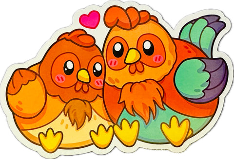 Hen & Rooster Sticker 3"