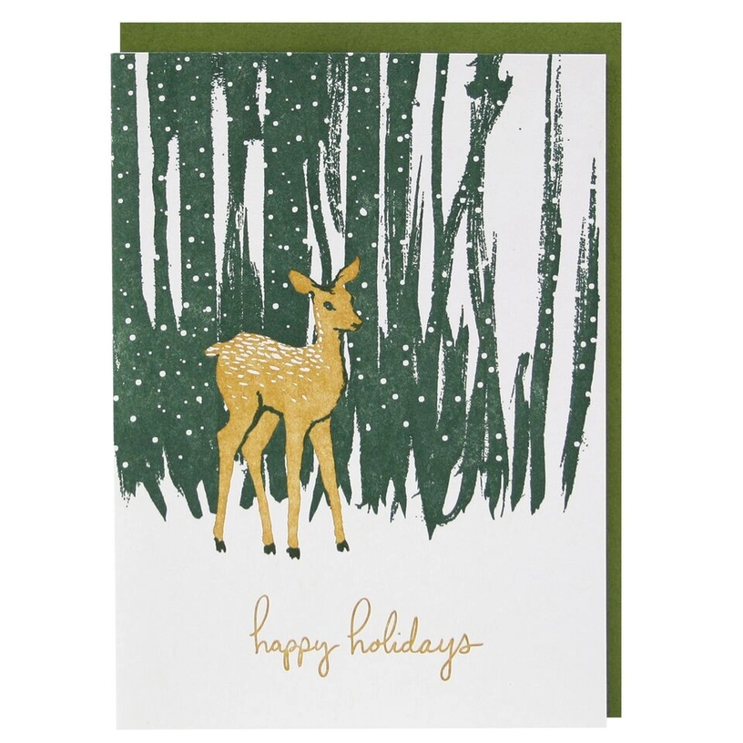 Card Holiday Deer In Forest Christmas