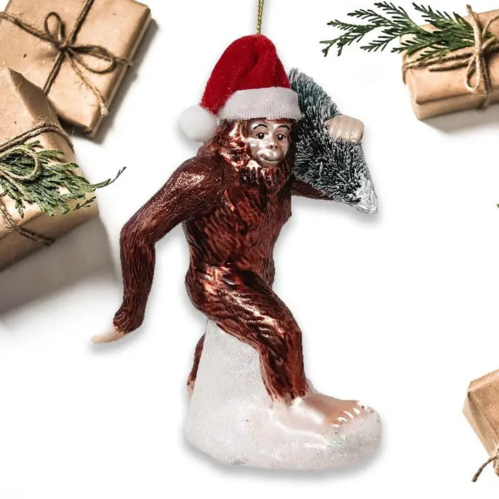 Holiday Forest Bigfoot Glass Ornament