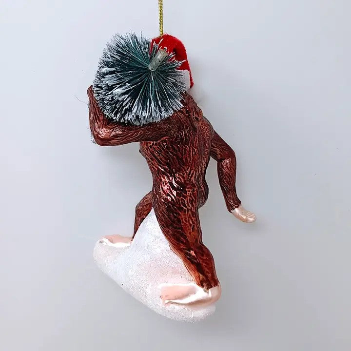 Holiday Forest Bigfoot Glass Ornament