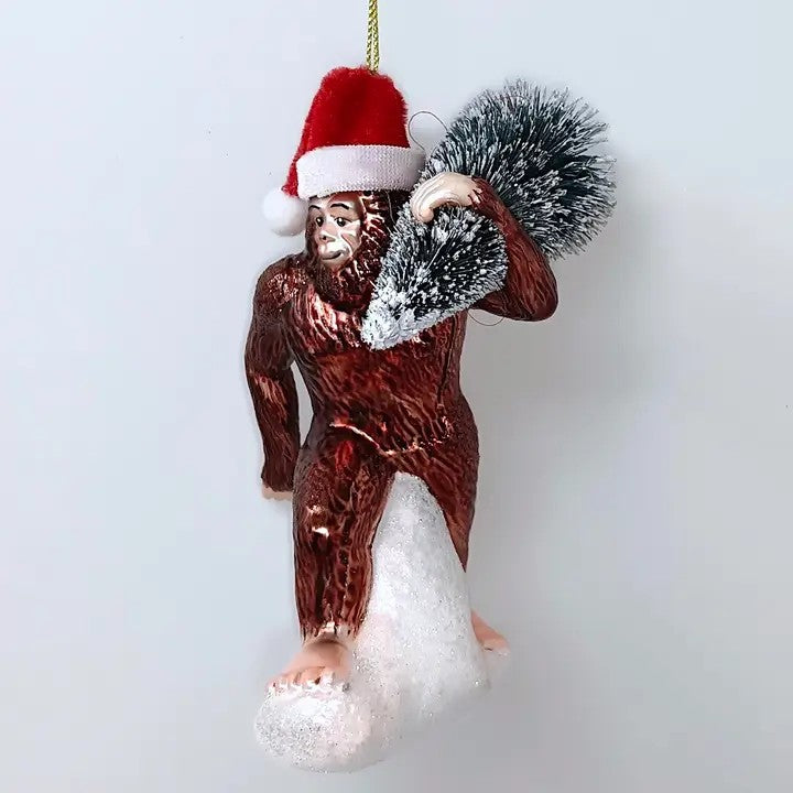 Holiday Forest Bigfoot Glass Ornament