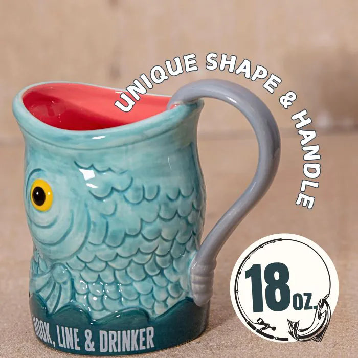 Hook, Line & Drinker Fish Mug 18 oz