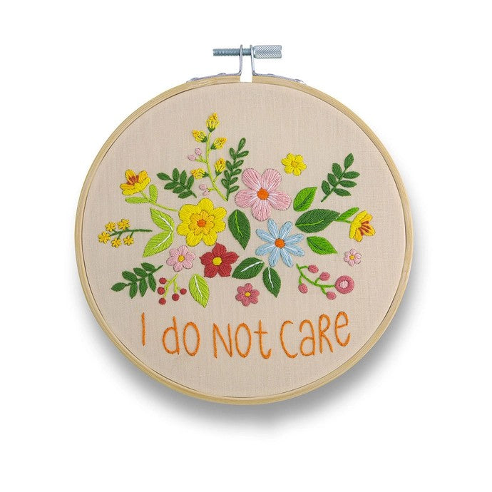 I Do Not Care Floral 6" Embroidery Kit