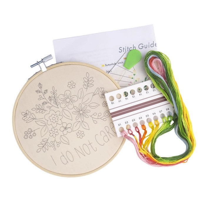 I Do Not Care Floral 6" Embroidery Kit