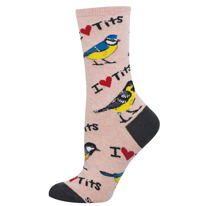I Heart Tits Women's Crew Socks Pink Heather
