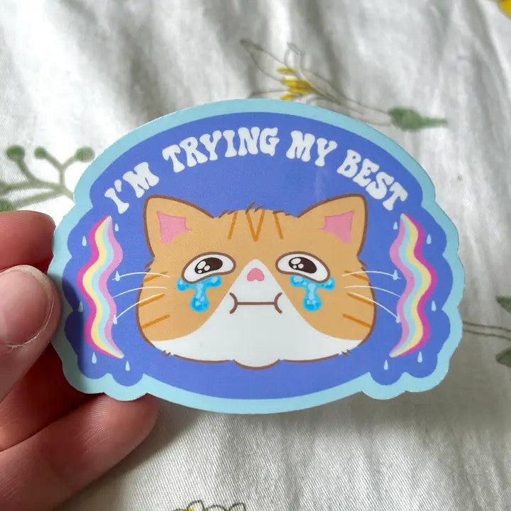 I'm Trying My Best Cat Sticker