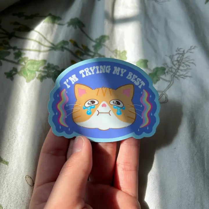 I'm Trying My Best Cat Sticker