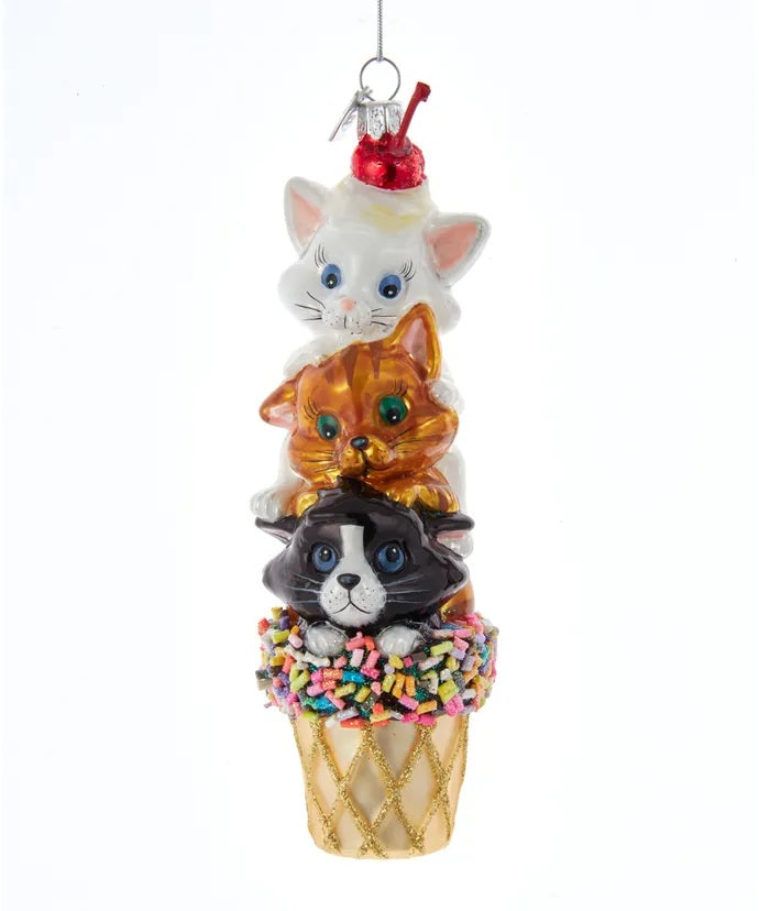 Ice Cream Cone With Cats Ornament