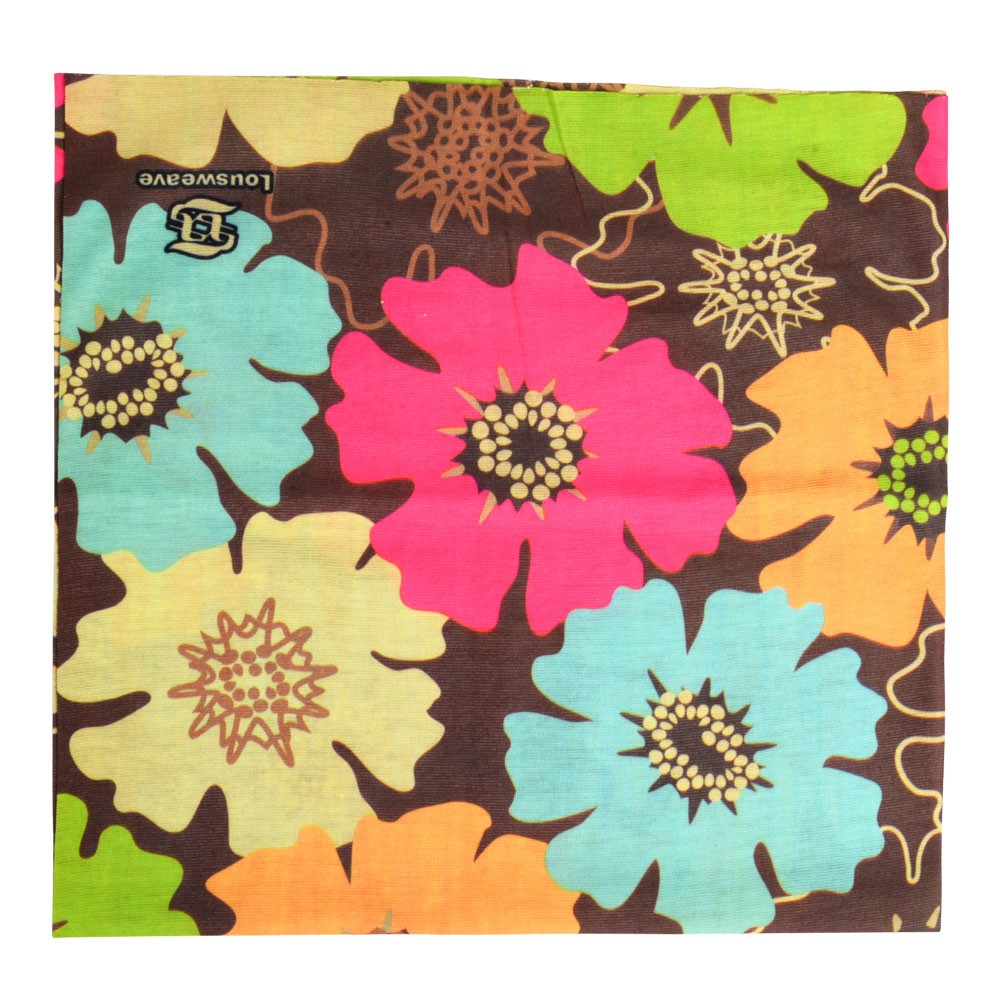 Infinity Brown Colorful Flowers Bandana Half Size