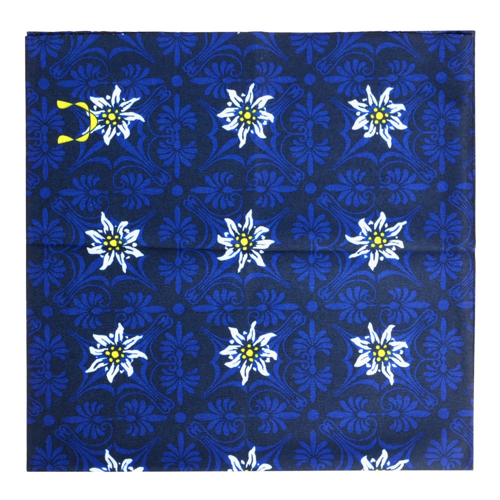 Infinity Dark Blue Flower Circles Bandana Half Size