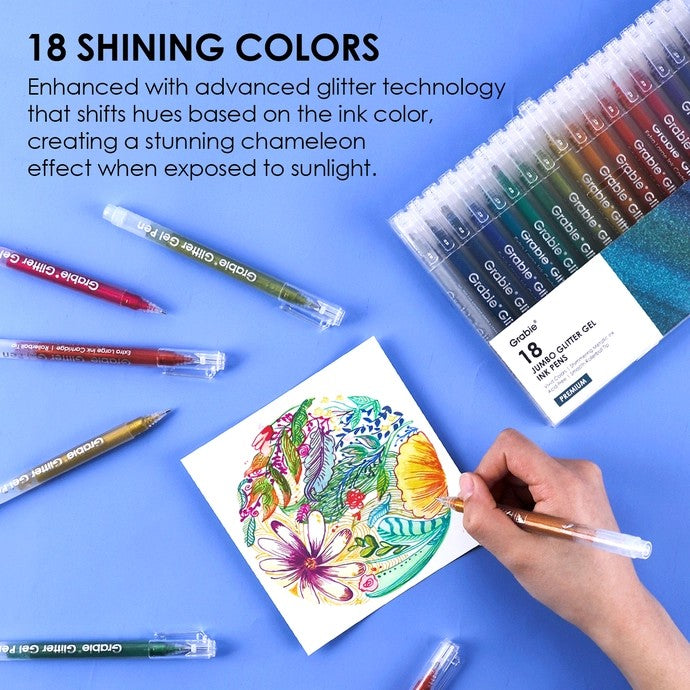 Iridescent Glitter Gel Ink Pens Set Of 18