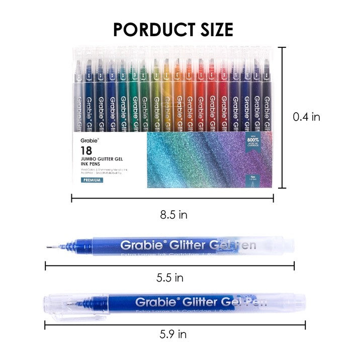 Iridescent Glitter Gel Ink Pens Set Of 18