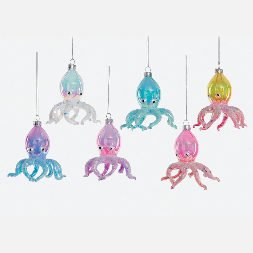 Iridescent Octopus Glass Assorted Ornament