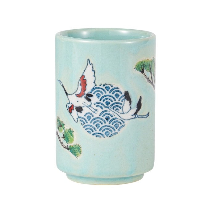 Japanese Crane Yunomi Style Tea Cup Charcoal 10 oz