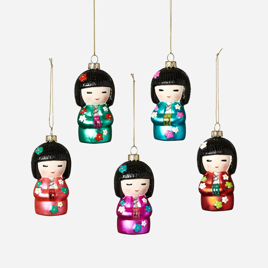 Japanese Doll Glass Assorted Ornament
