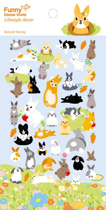 Kawaii Bunny Puffy Stickers Funny Sticker World