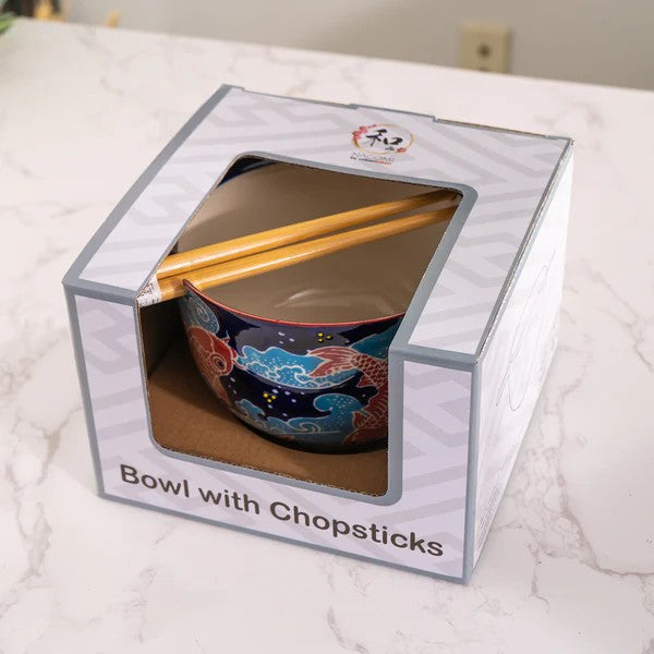Koi Fish Bowl With Chopsticks
