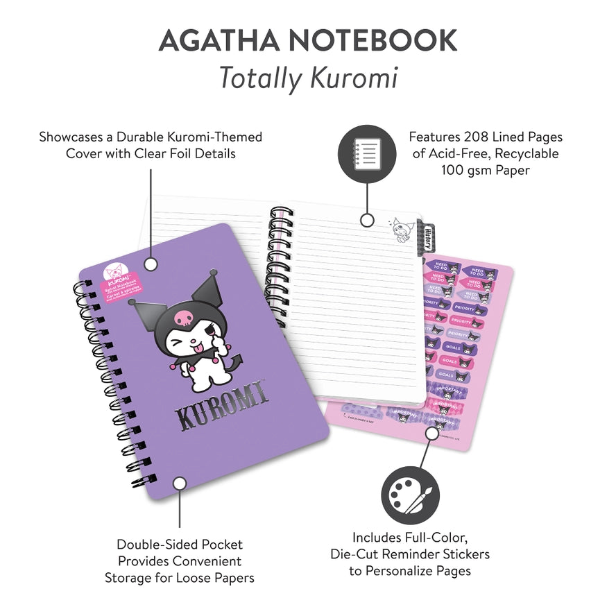 Kuromi Spiral Notebook With Sticker Sheet