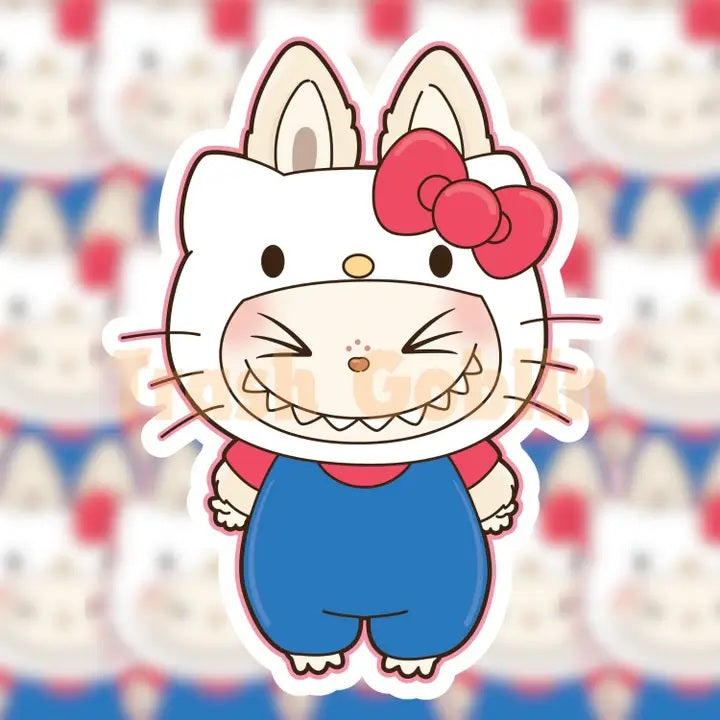 Labubu Hello Kitty Die Cut Sticker