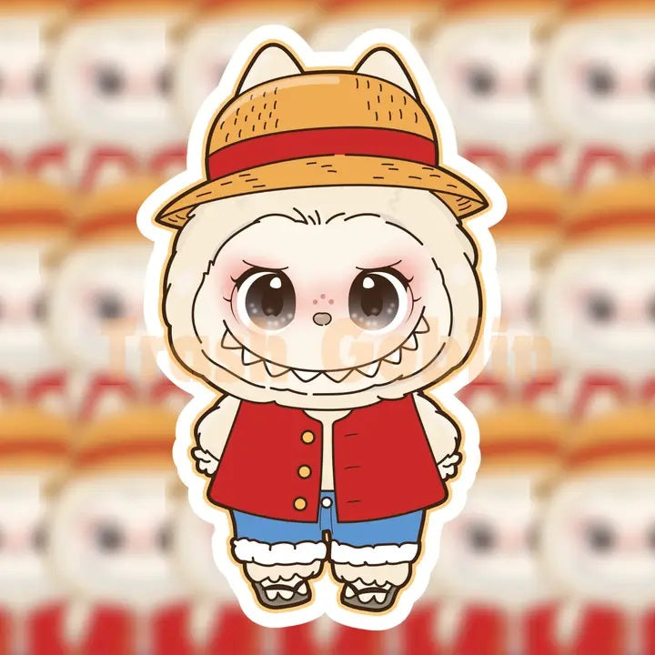 Labubu One Piece Luffy Die Cut Sticker