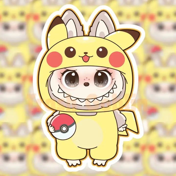 Labubu Pikachu Die Cut Sticker