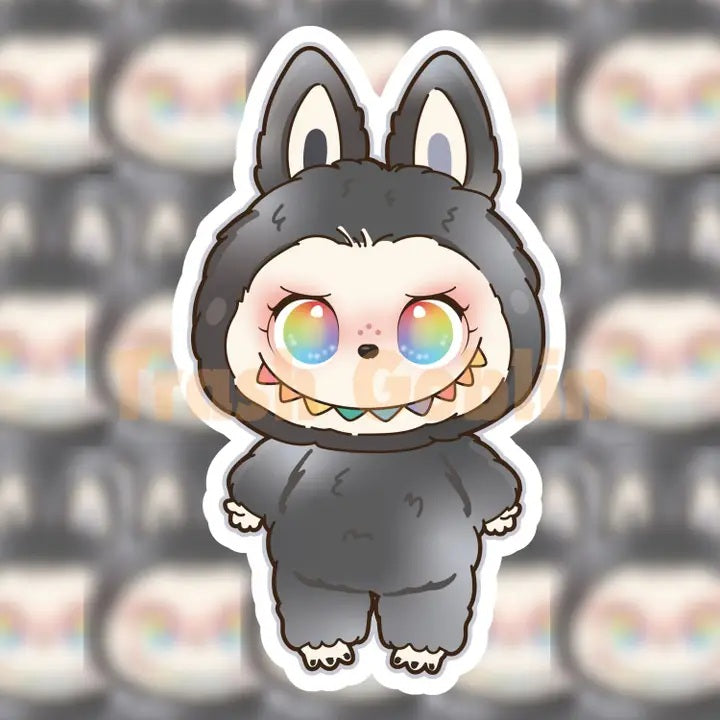 Labubu Secret Black Rainbow Die Cut Sticker