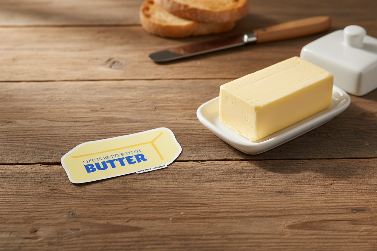 Life Is Better With Butter Waterproof Sticker