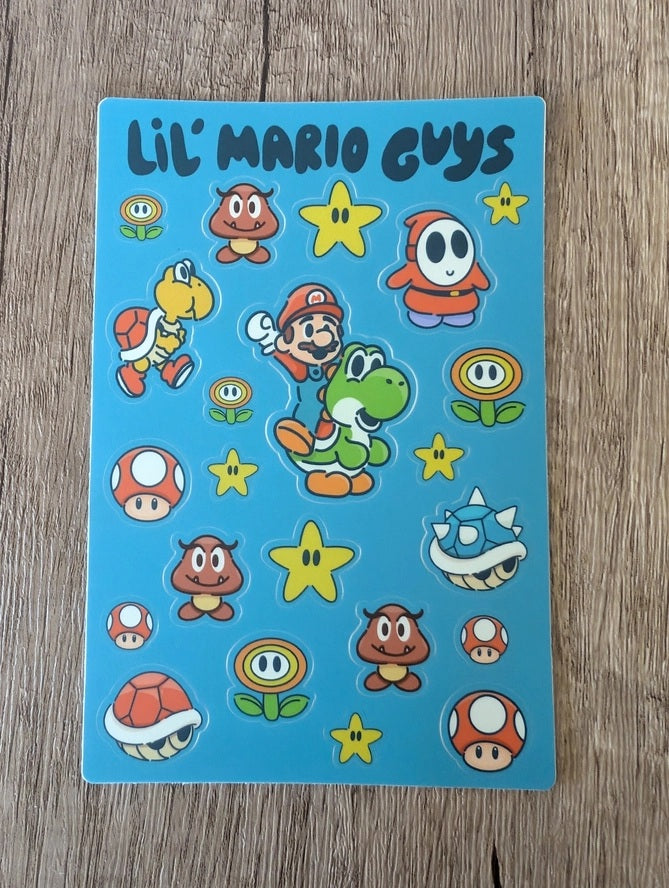 Lil' Mario Guys Sticker Sheet Super Mario Nintendo