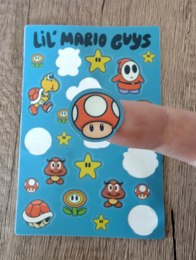 Lil' Mario Guys Sticker Sheet Super Mario Nintendo