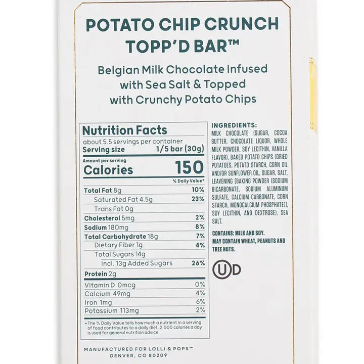 Lolli & Pops Potato Chip Crunch Milk Chocolate Bar