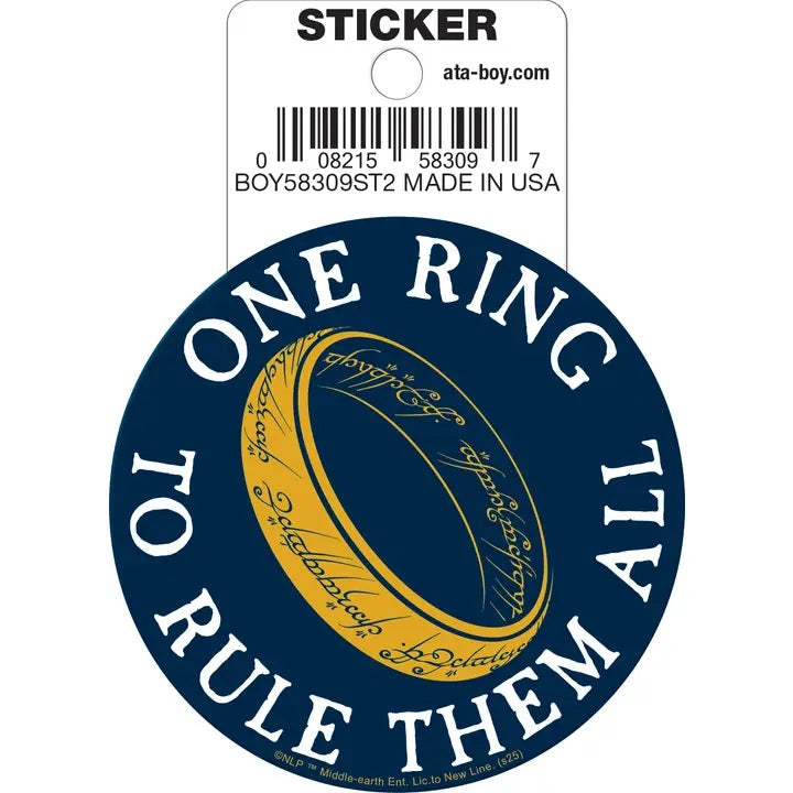 Lord Of The Rings One Ring To Rule Them All Die Cut Sticker
