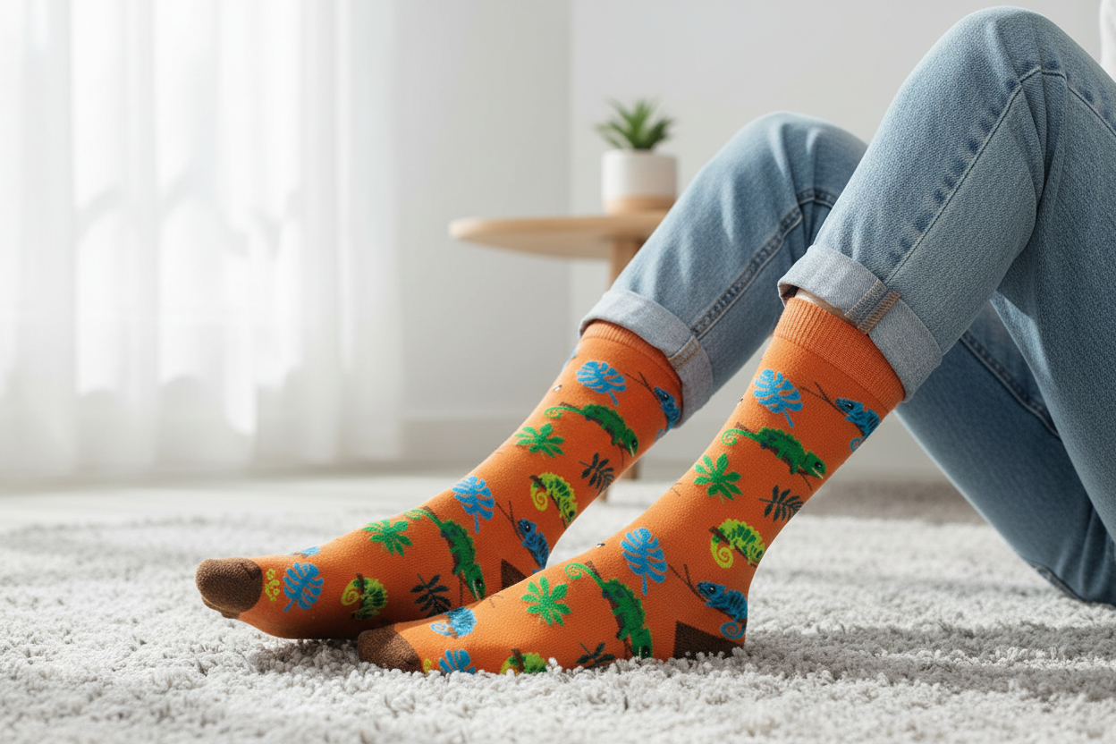 Lounging Lizards Men's Bamboo Socks Orange