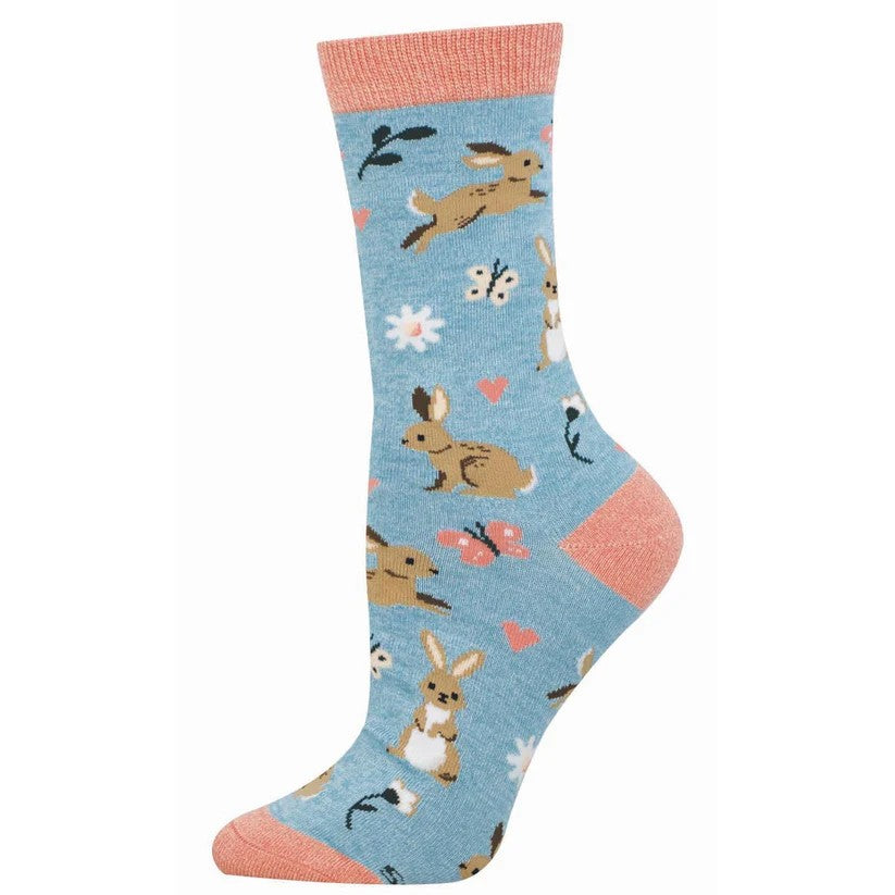 Love Me Some Bunny Women's Bamboo Socks Blue Heather