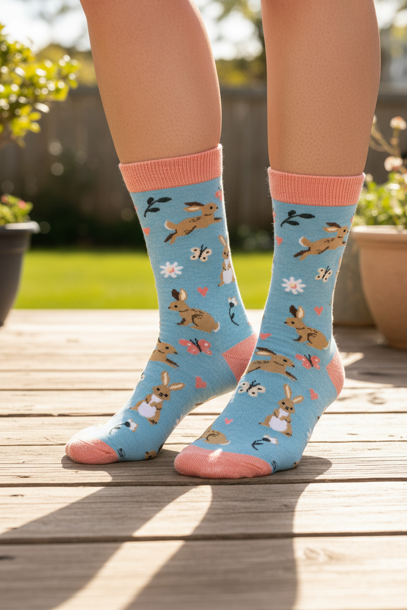 Love Me Some Bunny Women's Bamboo Socks Blue Heather