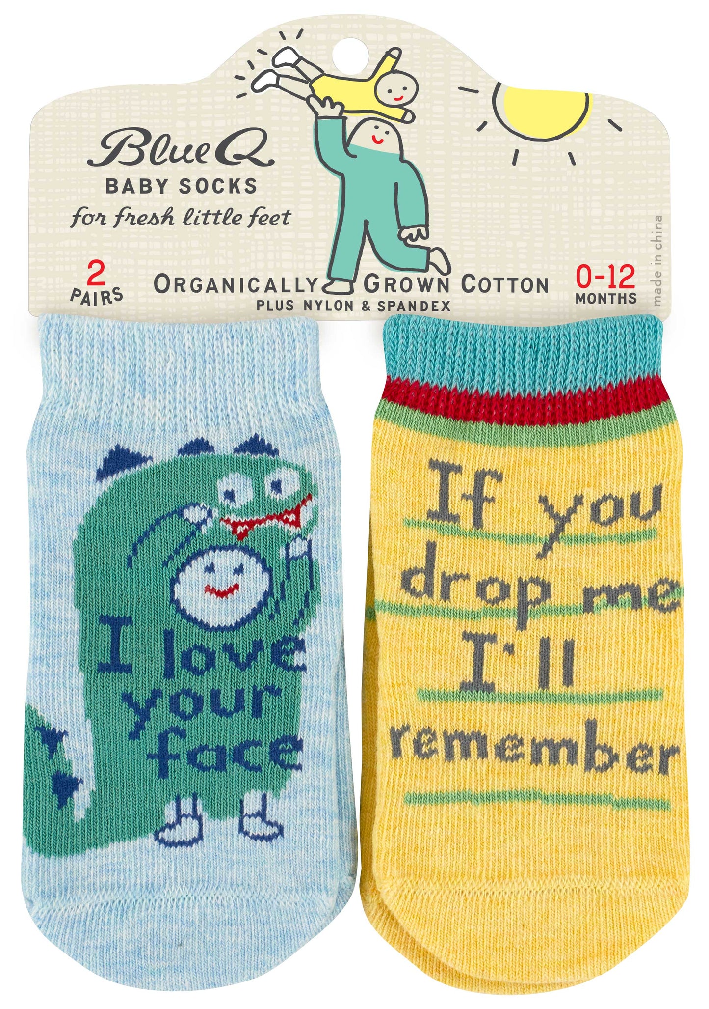 Love Your Face & Drop Me I'll Remember Baby Socks Pack Of 2