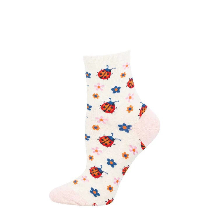 Luck Be My Lady Women's Mini Crew Socks Ivory Heather